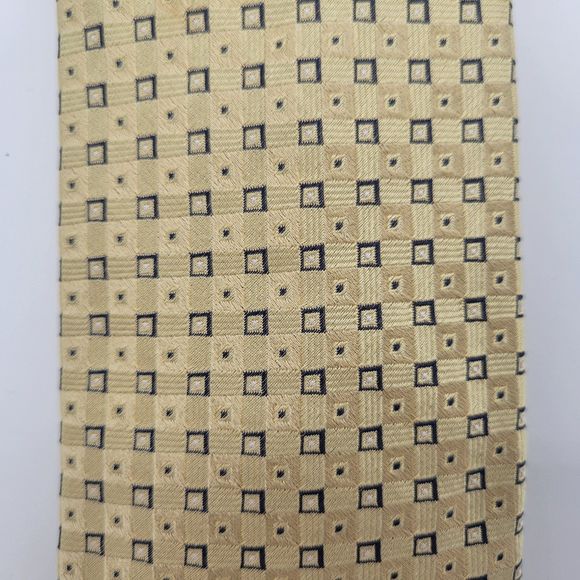 NWOT Federico Bertarelli Men's Yellow Check Silk Tie OS - Picture 5 of 7